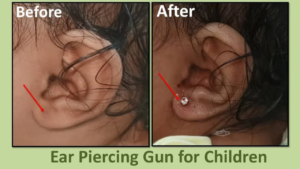 Ear piercing before and after