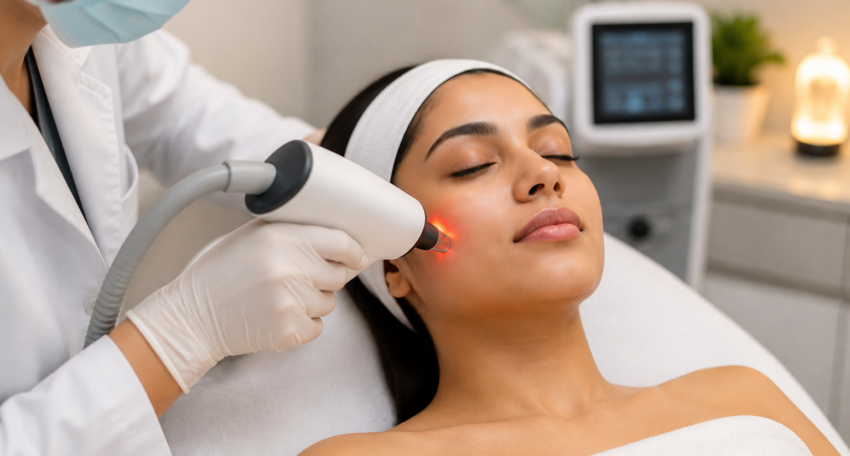 Laser facial session for pigmentation treatment in Surat