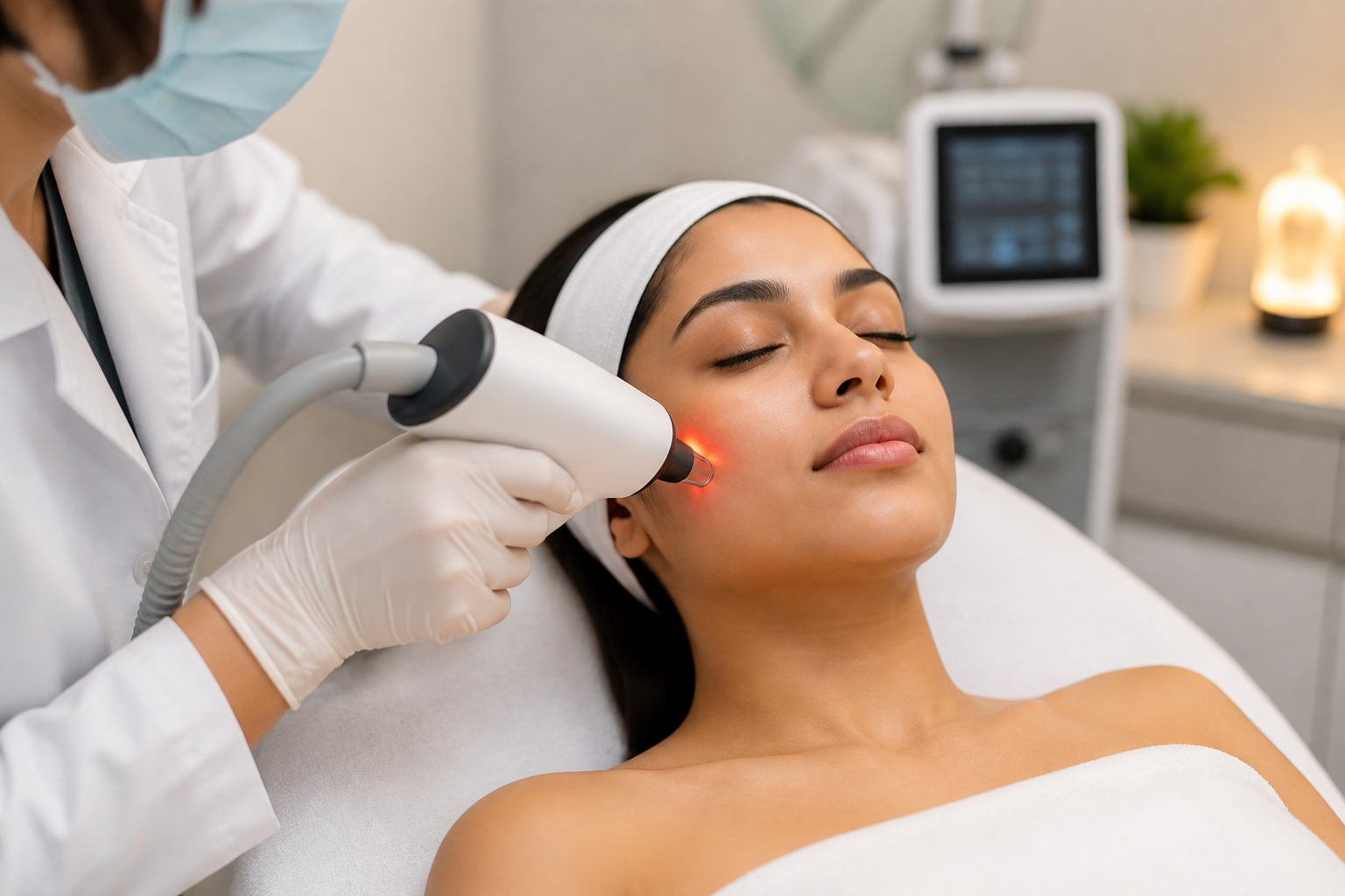 Laser facial session for pigmentation treatment in Surat