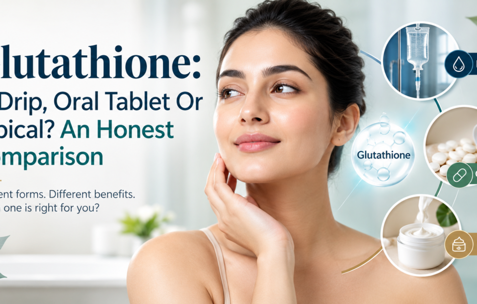Three route comparison of glutathione delivered intravenously, orally and topically