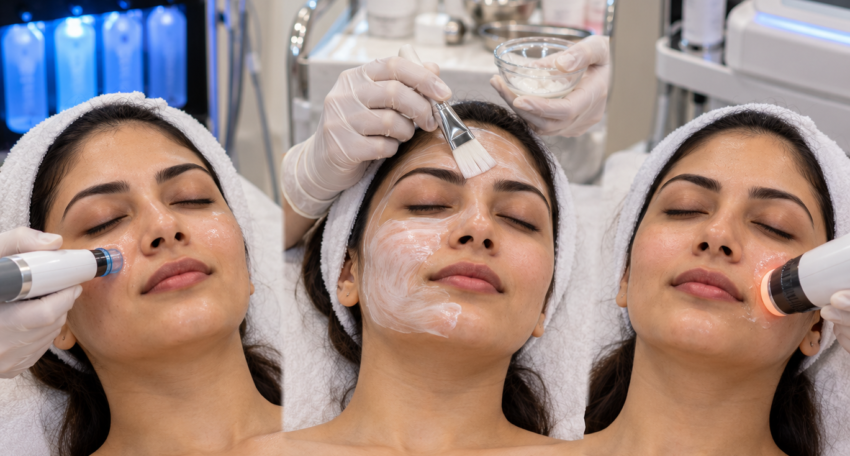 Triptych of Spa Facial Treatments
